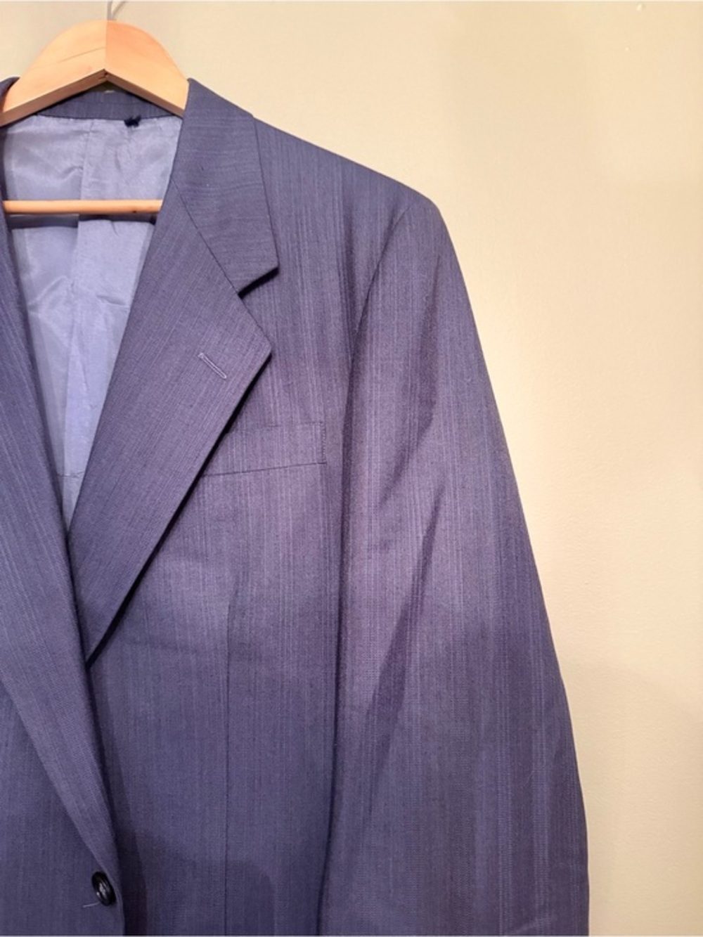 Vintage Givenchy Monsieur Pure Virgin Wool Blazer Coat Blue Grey Herringbone
